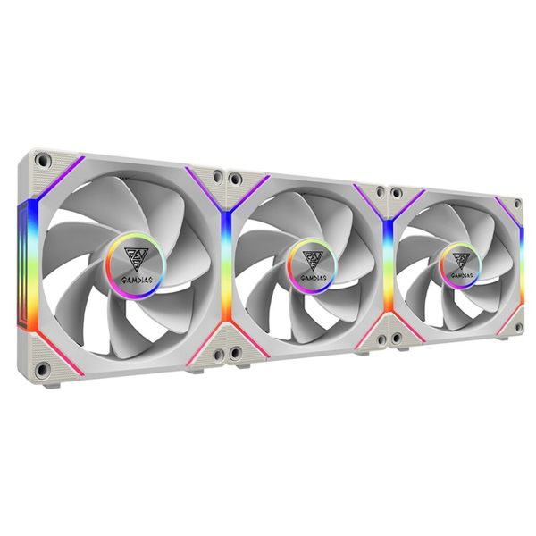 Gamdias Aeolus P2 1203 RGB 120mm Case Fans - 3 Pack - White