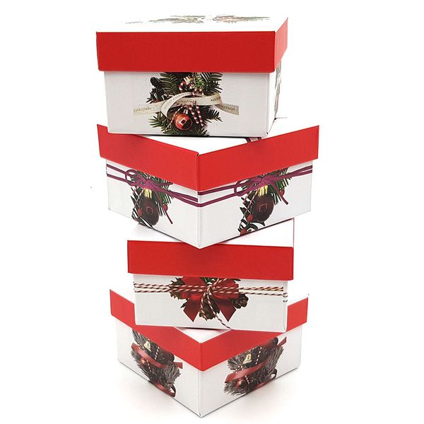 Bufftee Christmas Tree &amp; Baubles Decorations Tiny Gift Box Set of 4 Boxes