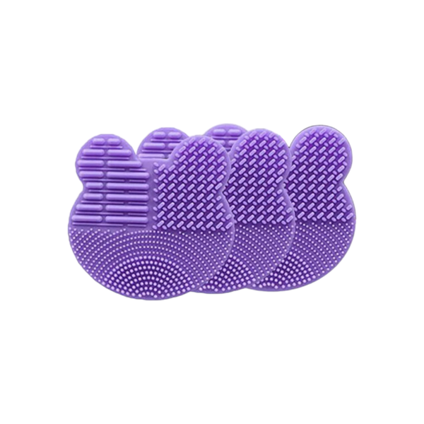 3Pcs Cartoon Bear Shaped Silicone Makeup Brush Cleaning Mat - Purple