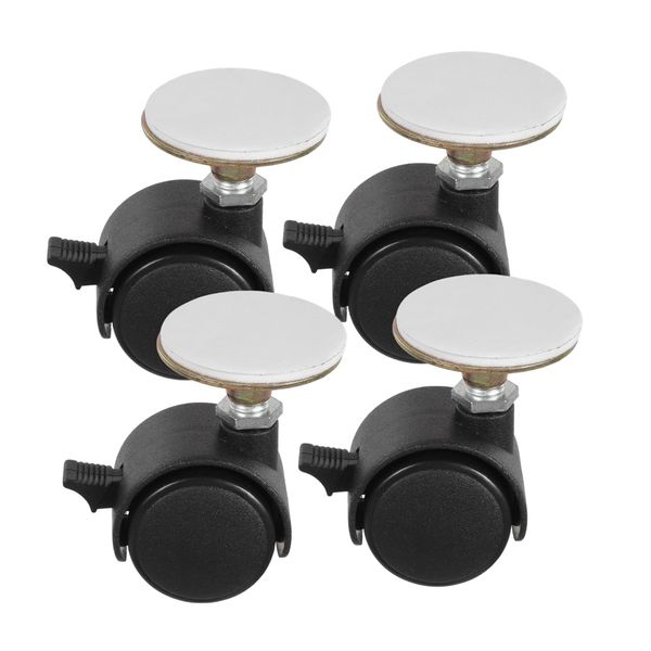 Tool No-Drill Flat Universal Rolling Stick On Castor Wheels Set Of 4 -4.5cm