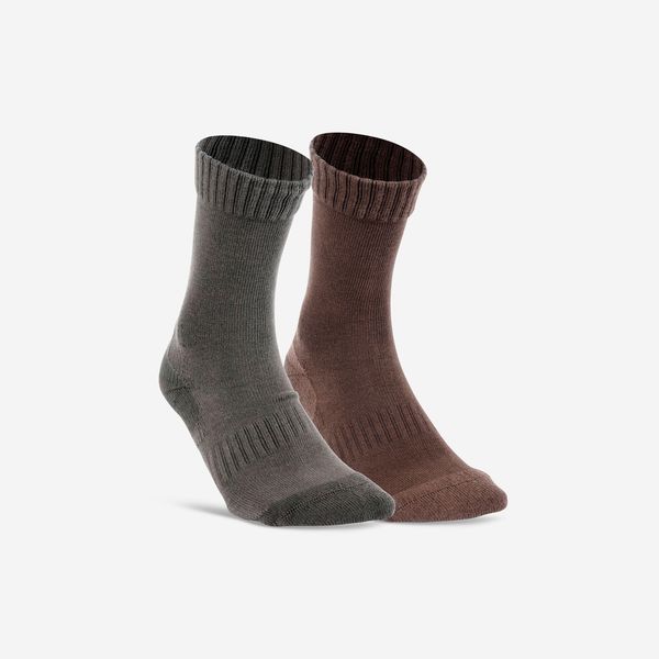 Solognac Hunting Socks Pack Act 100 X2 Pairs - Grey &amp; Brown
