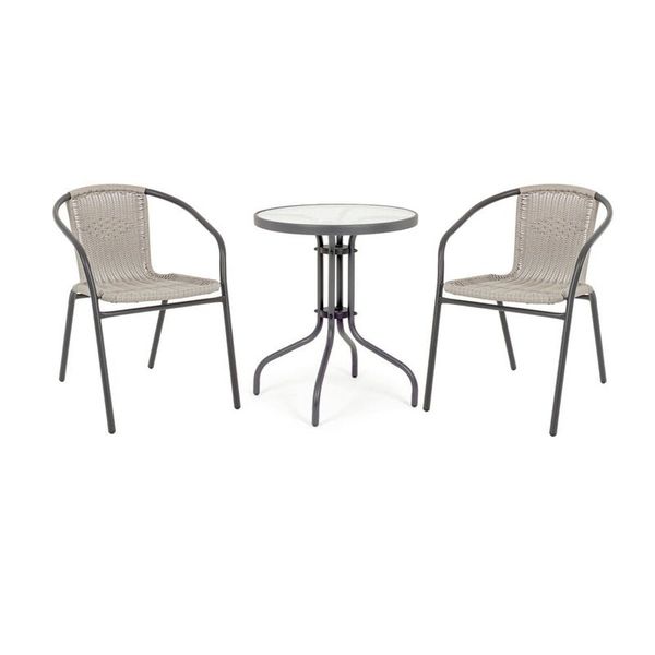 3 Piece Bristo Patio Set - Lightning Silver