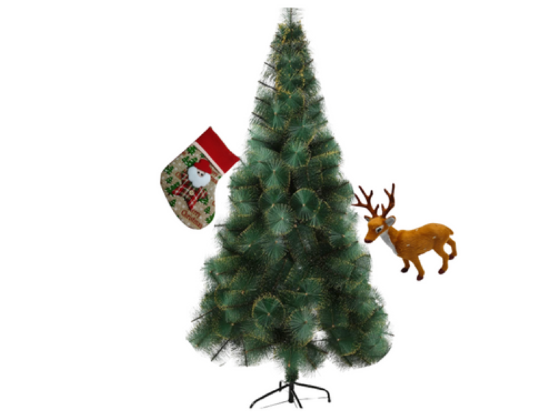 Arole- 2.1m Artificial Christmas Tree/ Decorative Stocking/ Christmas Deer