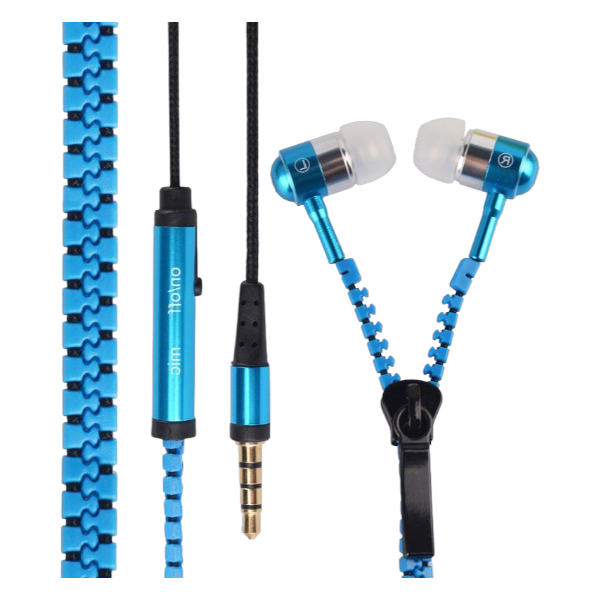 EV-30XSL - Tangle Free Zipper Earphone With Built-In Microphone - White