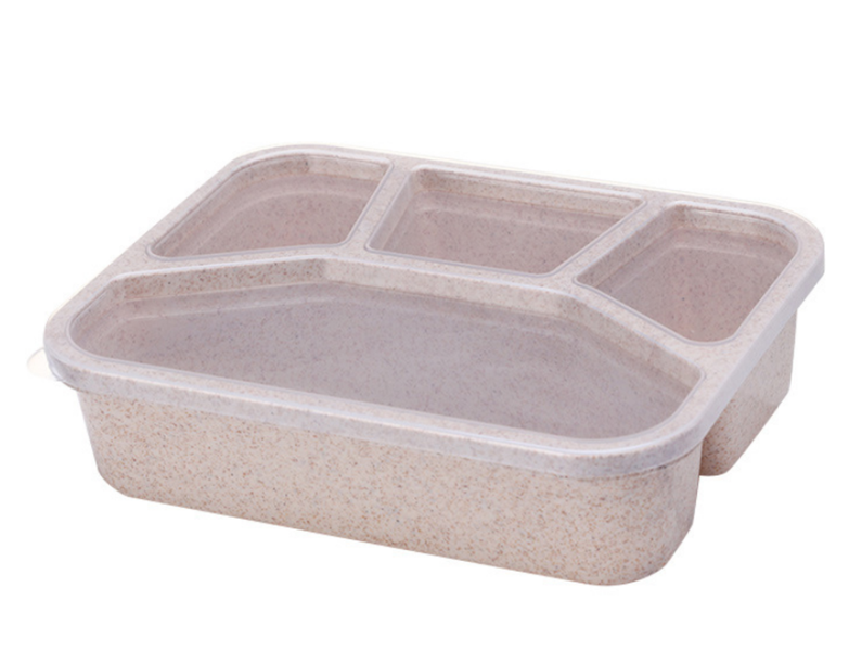 Multi Grid Wheat Straw Microwave Lunch Box Large Capacity Bento Box Studen