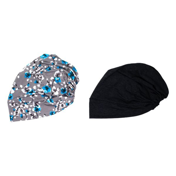Under Caps - Blue/Grey Floral and Grey - 2 Pack