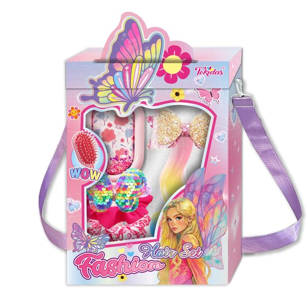 Tokidas Fashion Hair Style Set - Massage Comb, Plush Spiral Ties &amp; Clip