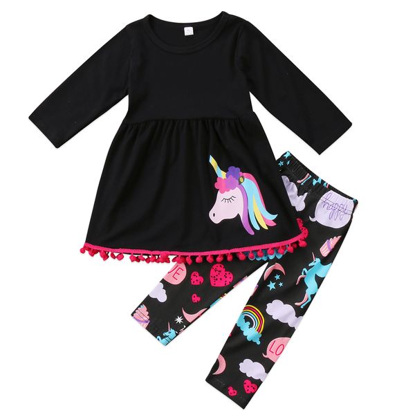 Black &amp; Pink Unicorn Dress Set