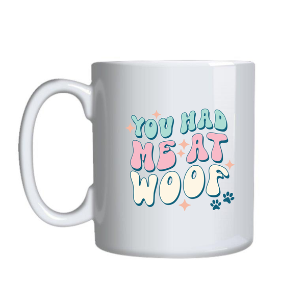 Woof Coffee Mugs for Dog Lovers Funny Graphic Birthday Present
