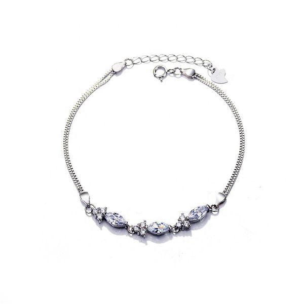 925 Sterling Silver Crystal Charm Bracelet for Women