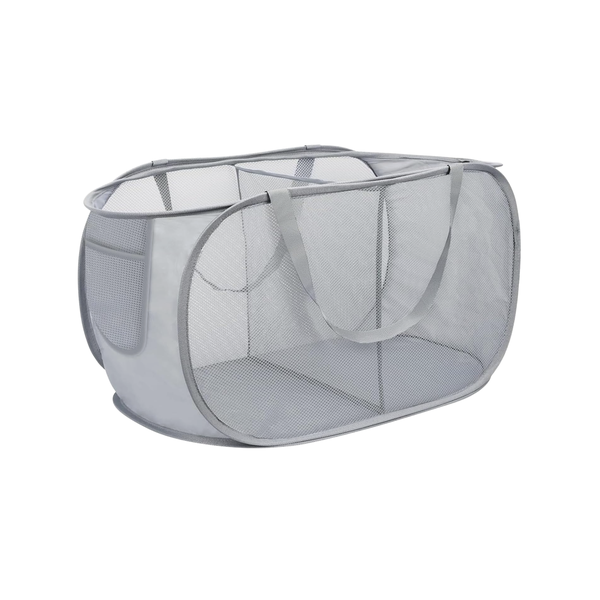 Foldable Dual Compartment Mesh Laundry Basket
