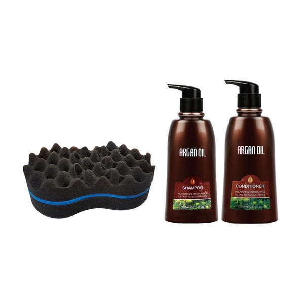 Twist Hair Sponge + Argan Oil Shampoo 750ml &amp; Conditioner 750ml