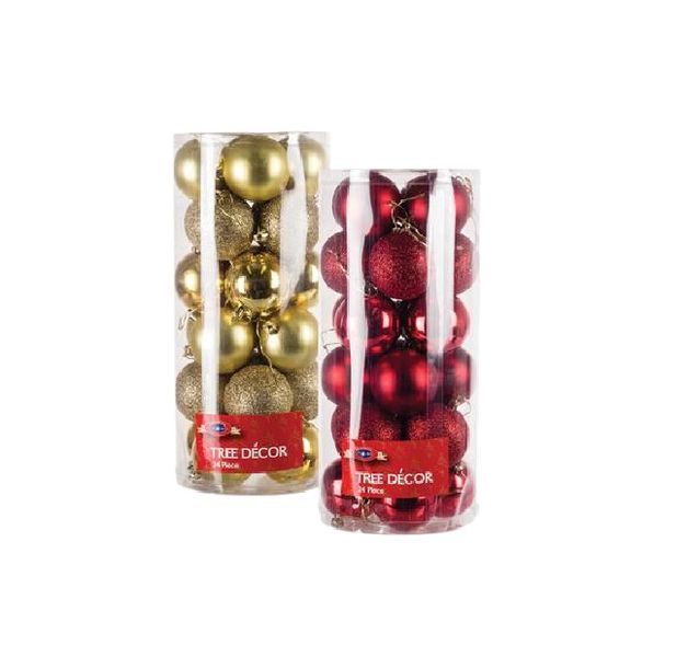 Christmas Balls / Baubels - Gold &amp; Red ( Large / 6 cm) - 48 pieces