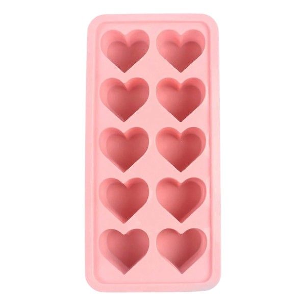 Multi-Use Silicone Heart Design Ice Cube Mold With Non-Stick Surface - Pink