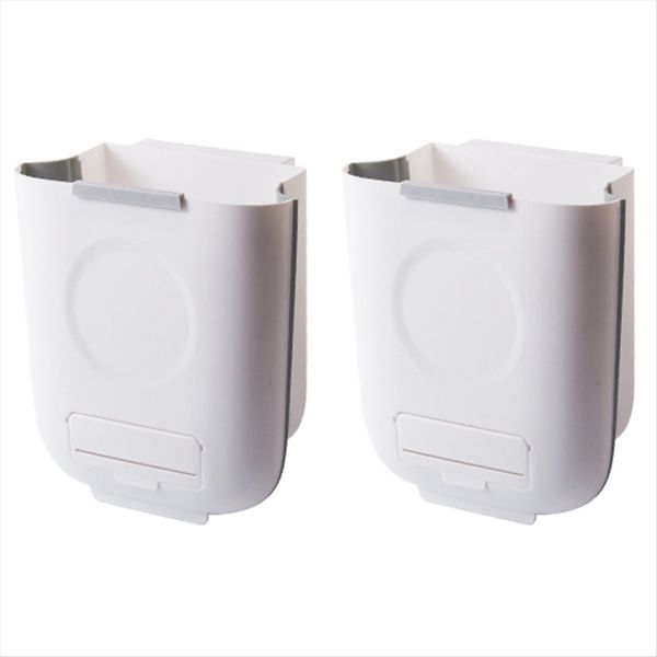 Kitchen Trash Can Collapsible Waste Bin Hang Garbage Can White