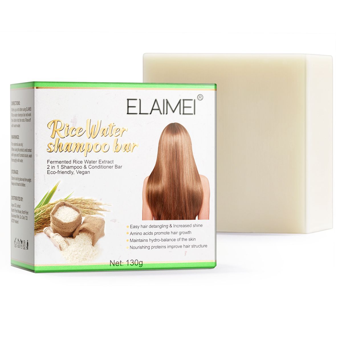 Elaimei Rice Water Shampoo Bar-2 in 1 Shampoo and Conditioner Bar