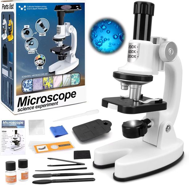 Microscope for Kids, Kids Microscope Kit 100x-1200x with LED Light