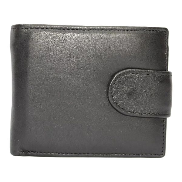 Men's Genuine Leather Bifold Wallet for 9 Cards - Black