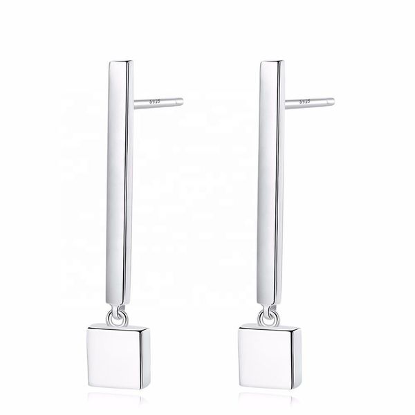 Embellished Squared shape 925 Sliver Hanging Earrings