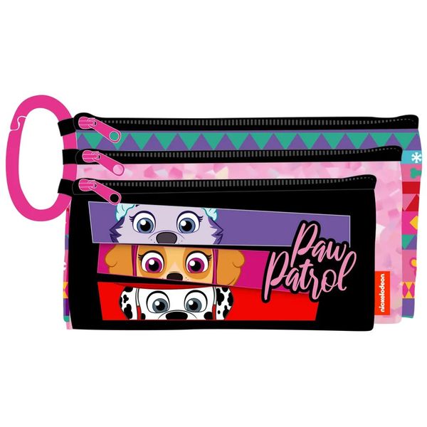Paw Patrol (For Girls) Polyester Pencil Bag 3 Compartment