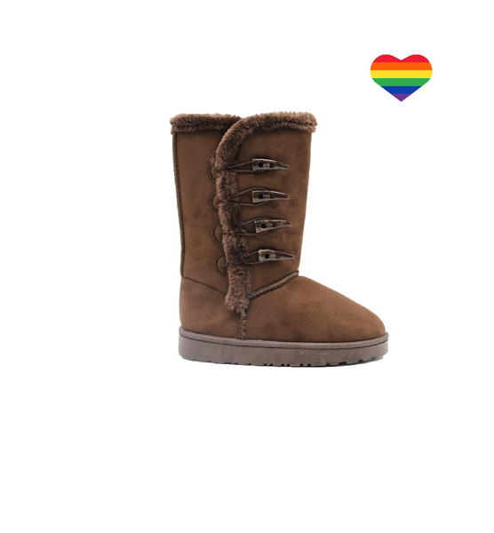 Comfortable Warm Winter Boots-Brown With Heart Sticker