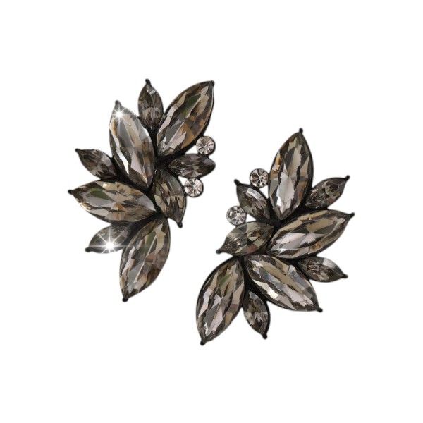 Glamorous Cluster Leaf Design Earrings With Sparkling Details - Grey