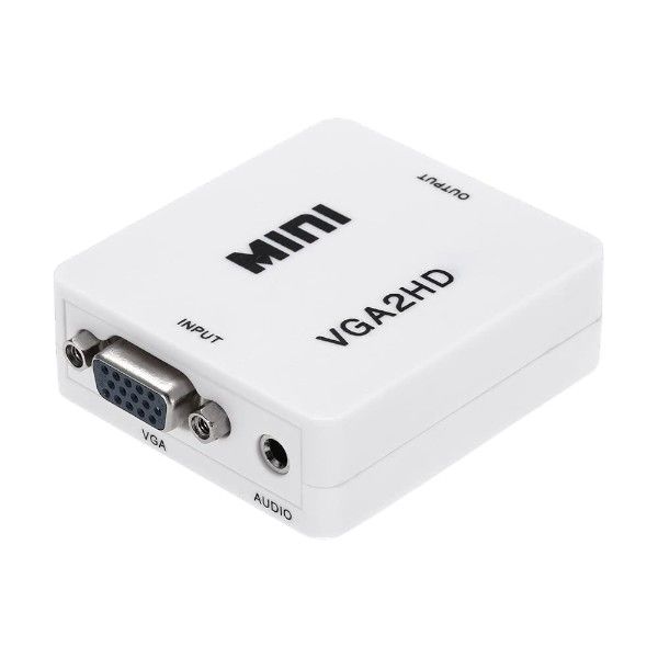 Mini HD Video Converter to VGA 1080P Adapter with Audio For PC - White