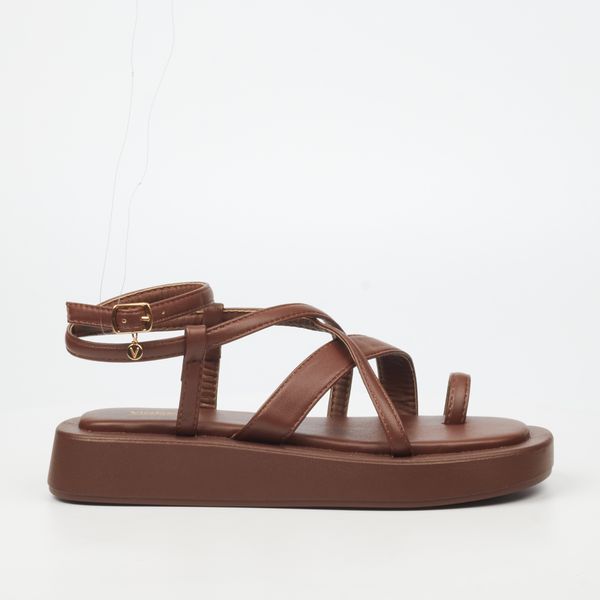 Via Beach Coconut 21 Chocolate Women Faux Leather Ankle Strap