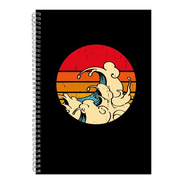 Wave A4 Notebook Spiral and Lined Trendy Surfing Graphic Notepad Present095