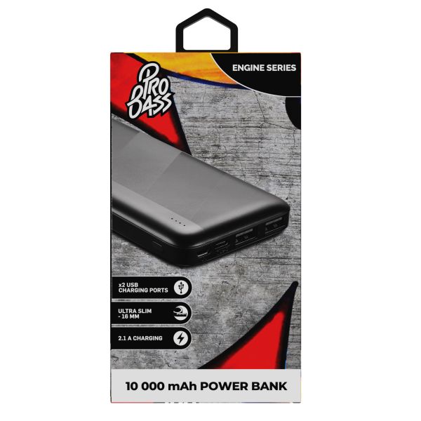 Pro Bass Engine 10,000 mAh Series Power Bank - Black