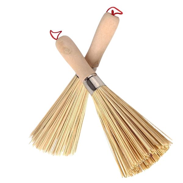 Bamboo Wok Cleaning Brush, 2 pack Cleaning Brushes