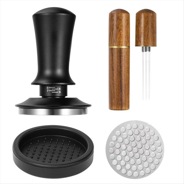 51mm Espresso Tamper and Stirrer Set, Espresso Coffee Tamper with Flat Spri
