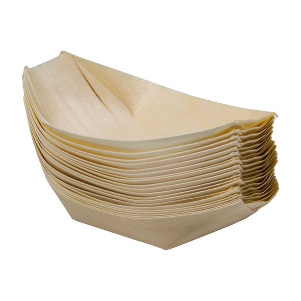 Bamboo Serving Boat Plates x 50 - 190 x 98mm