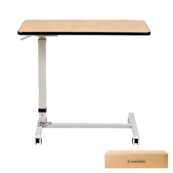 Cozéchic - Overbed Table with Wheels Hospital Bed Table Hydraulic Lift
