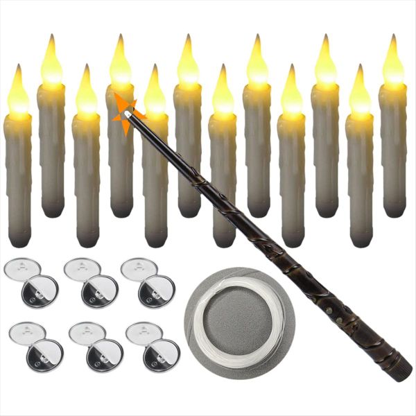 12PCS Floating Candle with Wand Remote for Christmas Decor A