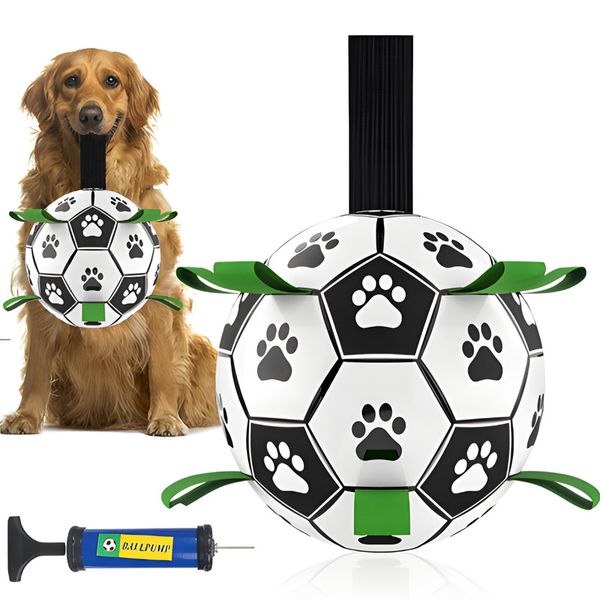Dog Soccer Ball Toy with Adapter and Pump Outdoor Interactive Dog Toy