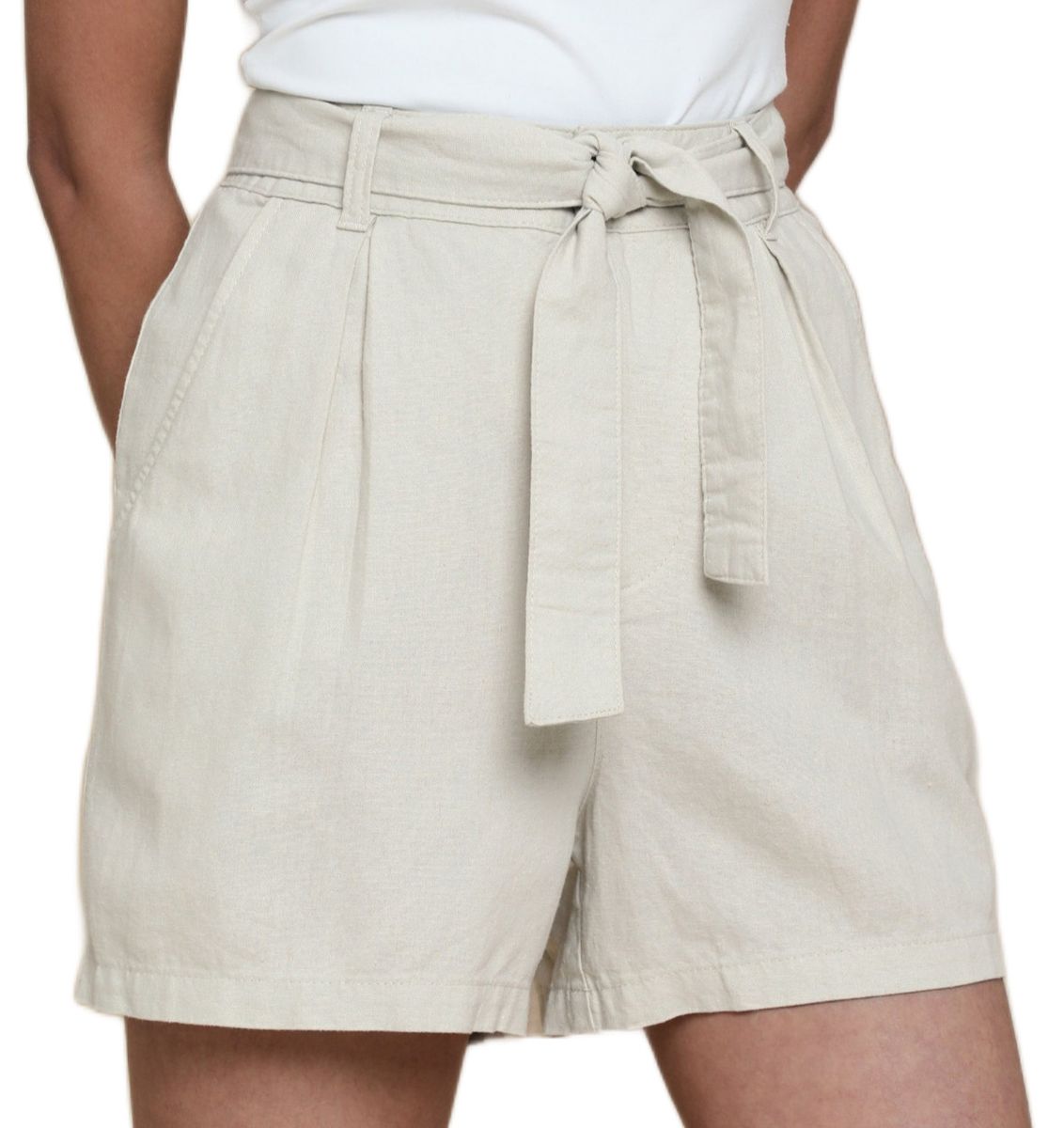 Threadbare - Womens Stone Tie Waist Linen Blend Shorts | Buy Online in ...