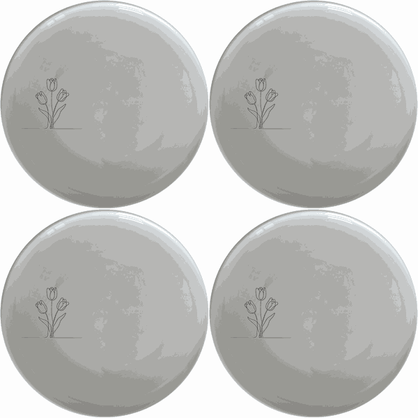 Tulips Flat Side Plate Set of 4 - Range 1
