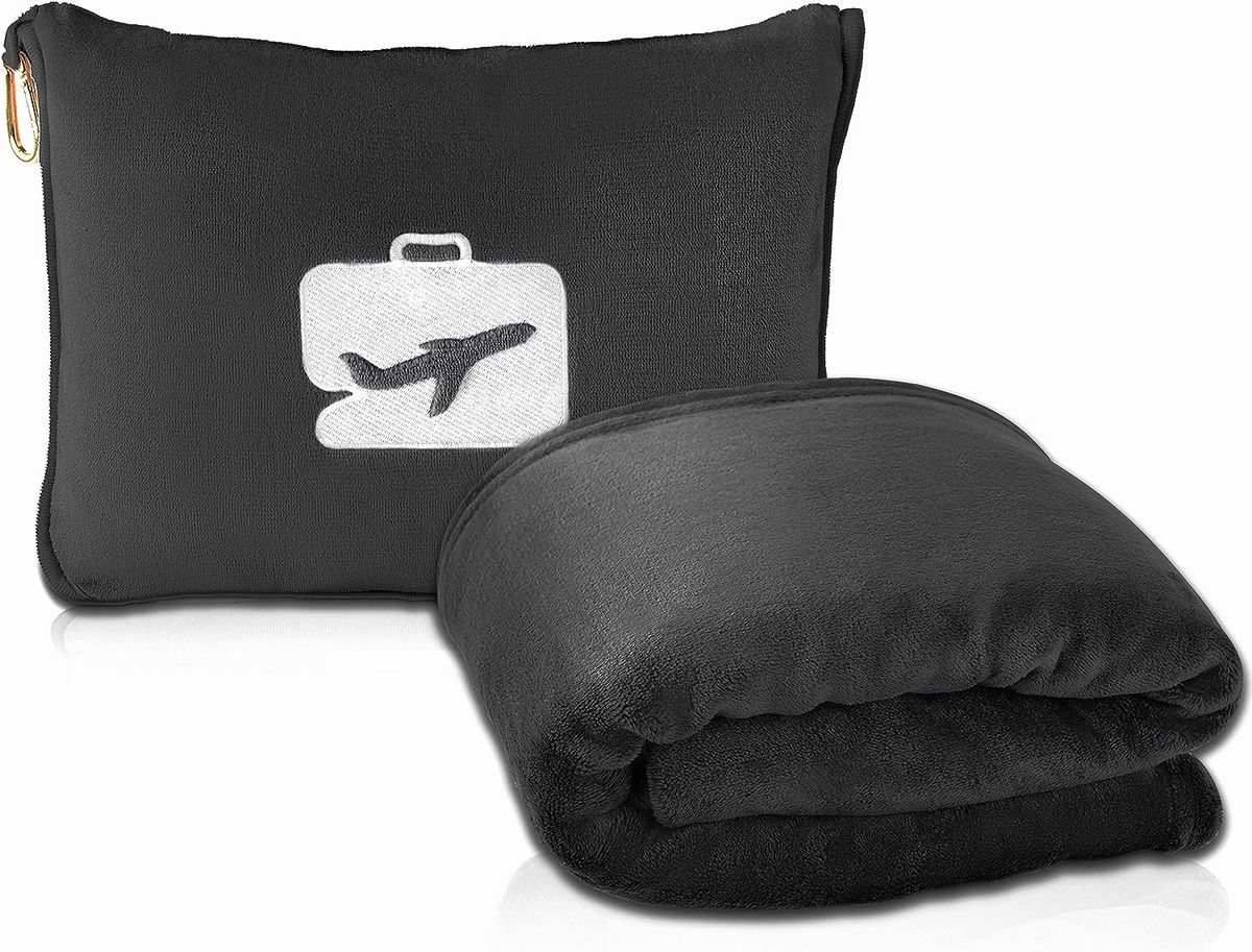 Travel Blanket and Pillow 2 in 1 - Premium Plush Fabric
