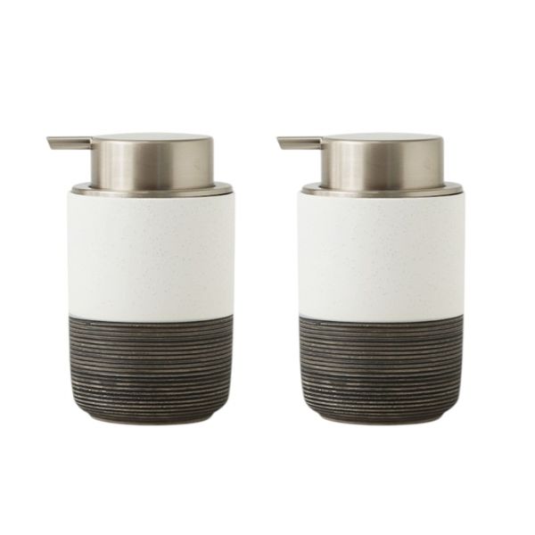 2 Pack - 300ml Ceramic Relief Pressed Mousse Bottle - White