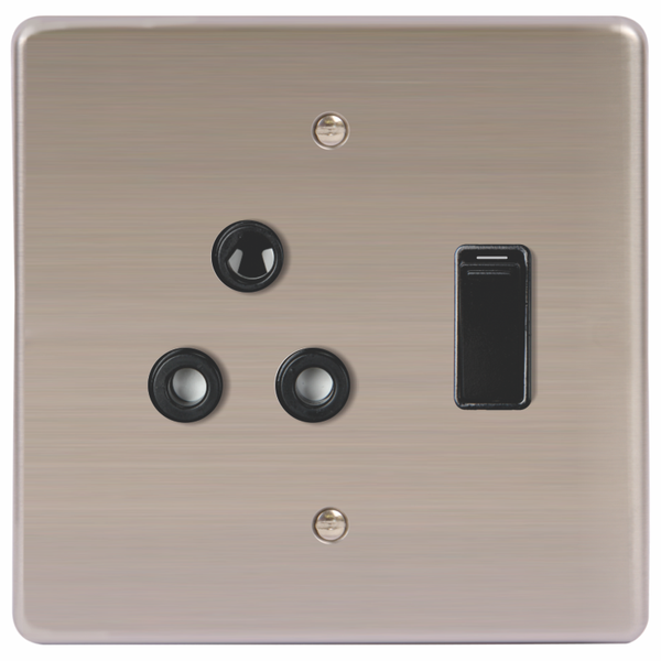 LESCO , Single Plug 4x4 Socket Stainless Steel Black