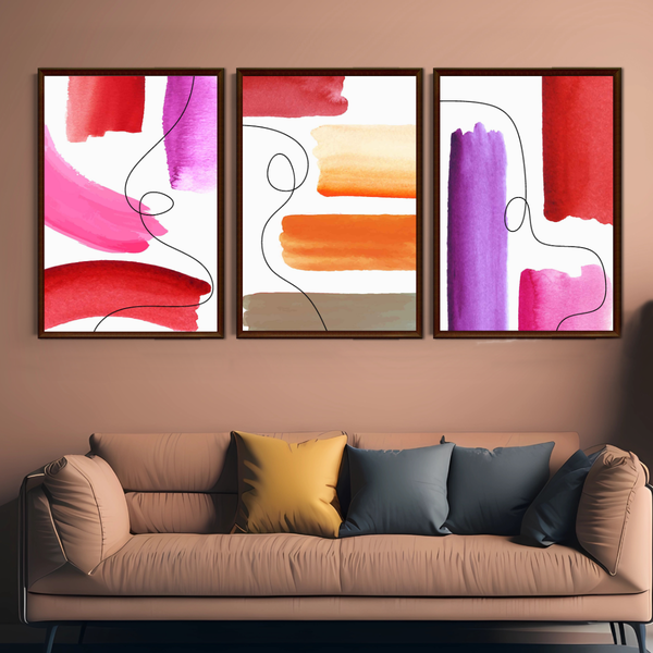 Set of 3 Wall Art Decor Prints - A3 Size - Colourful (Unframed)