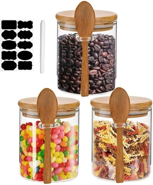 Sulfar Glass Jars with Airtight Lid and Spoon,Glass Food Storage Jars