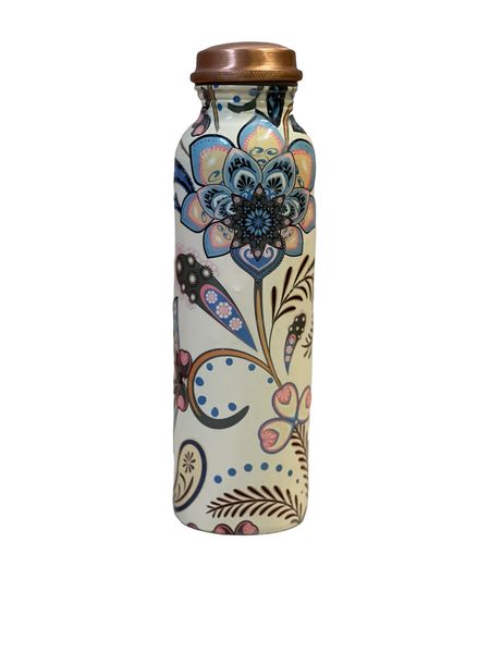 Pure Copper White cream 2 print 100% Water Bottle 1 Litter