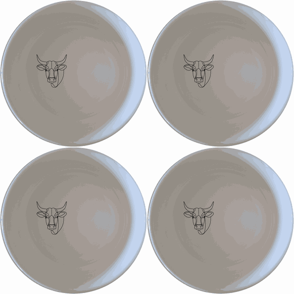 Nguni Cattle Cow Head Bowl Set of 4 - Range 4