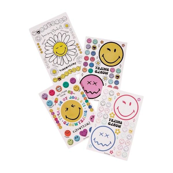 4 Pack - Playful Smiley Face Design Temporary Tattoo Stickers - Multicolor