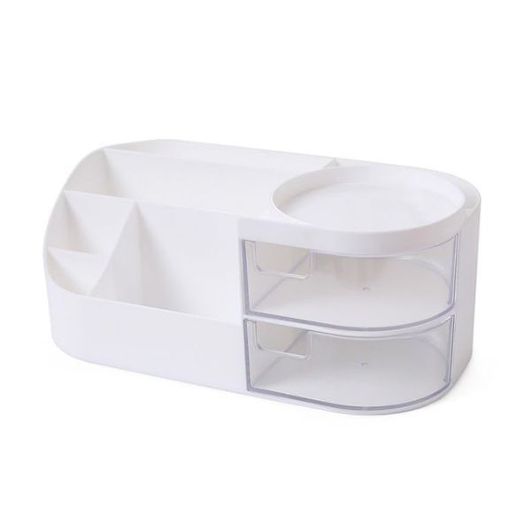 Multi-purpose Makeup Organiser Box, Makeup Brush Holder with Drawers -White