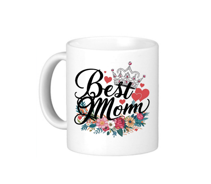 Queen Mom Mug - Beautiful Floral &amp; Crown Design for Mother's Day