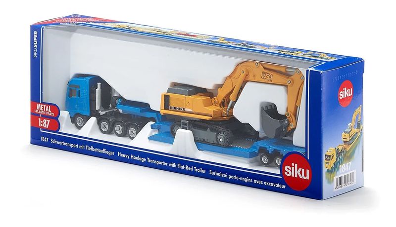 Siku 1/87 MAN Truck &amp; Trailer with Liebherr Excavator (26.5cm Long)