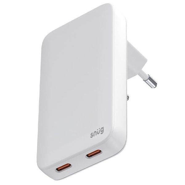 Snug 45W GaN 2 Port Slim Wall Charger With Super Fast Charge - White